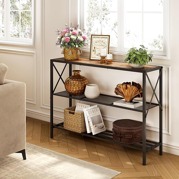 Hoctieon Industrial Console Table, 3 Tier Entryway Table, Hallway Table - Image 4