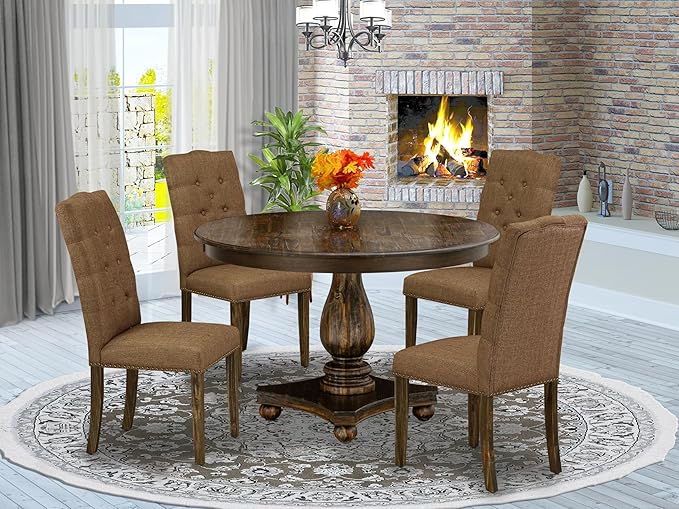 East West Furniture F2EL5-718 5 Piece Kitchen Table & Chairs Set Includes a - Image 2