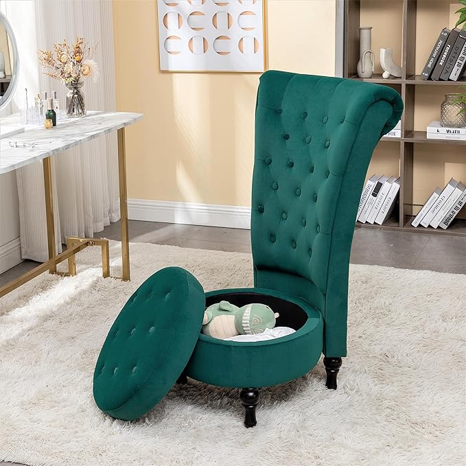 Container Furniture Direct Royal High-Back Velvet Accent Chair - Image 17