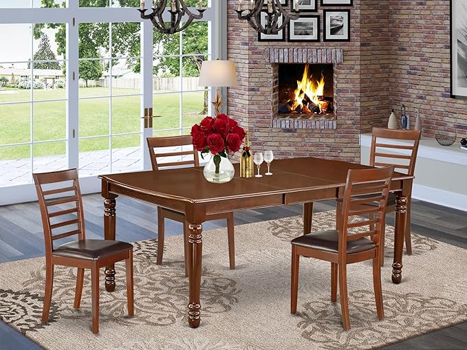 East West Furniture DOML5-MAH-LC 5 Piece Dining Room Furniture Set Includes a - Image 2