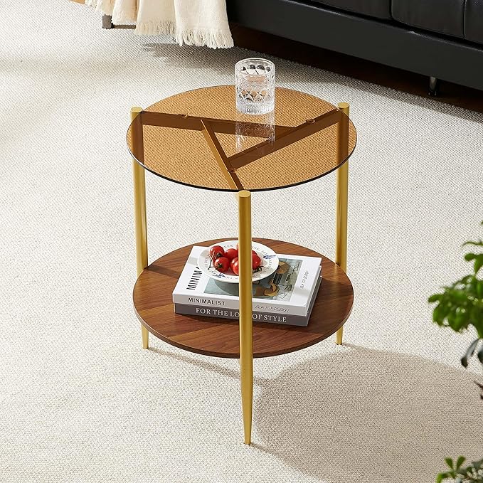 Round End Table, Mid-Century Modern Design, D20*H23 inch, by PineFlicker