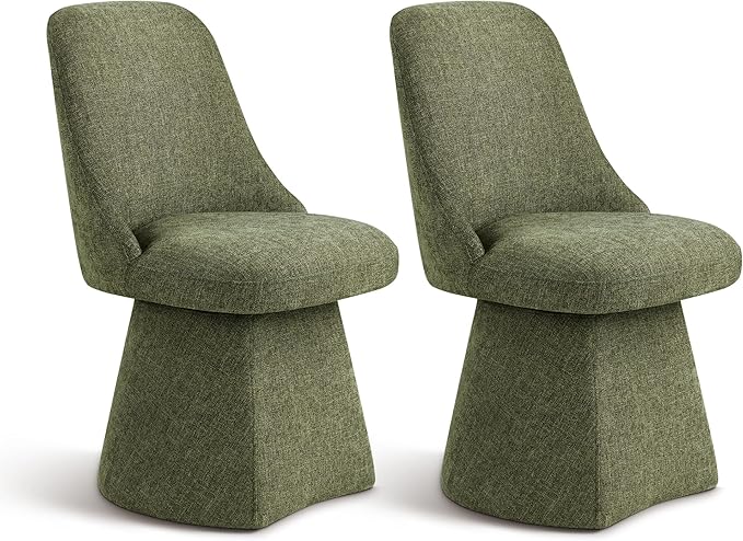 Swivel Dining Chair Mid Century Modern DeskChair High Back Upholstered Linen by Kislot