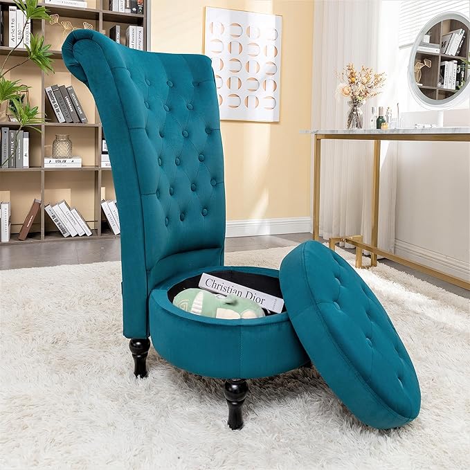 Container Furniture Royal High-Back Velvet Accent Chair - Image 4