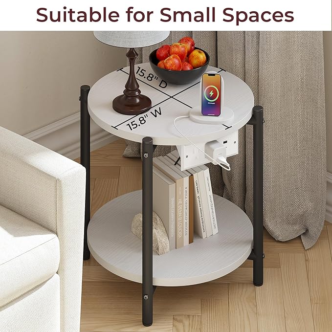 LIKIMIO Small Round End Tables Set of 2 - Image 4