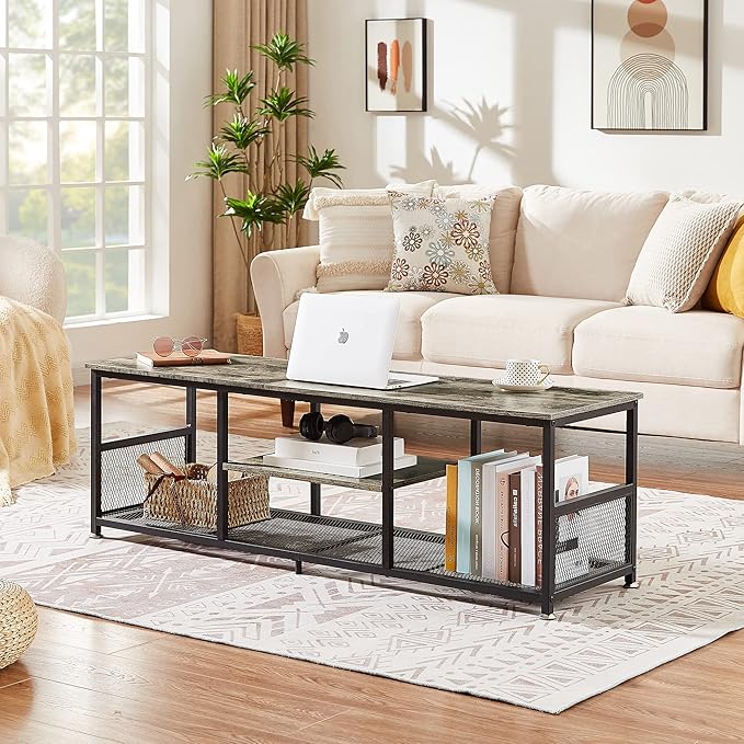 VECELO Industrial TV Stand for Televisions up to 65 Inch, 3 Tiers Media Console - Image 5