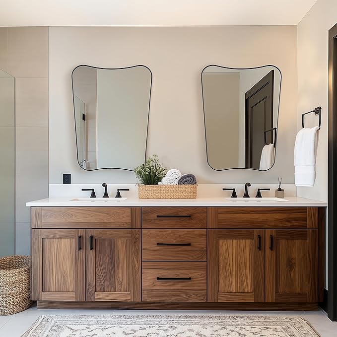 Black Bathroom Vanity Mirrors, 24 x 32 Irregular Wall Mirror - Image 6