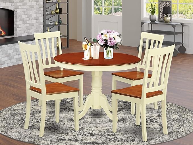 East West Furniture HLAN5-BMK-W 5 Piece Modern Dining Table Set Includes a - Image 2