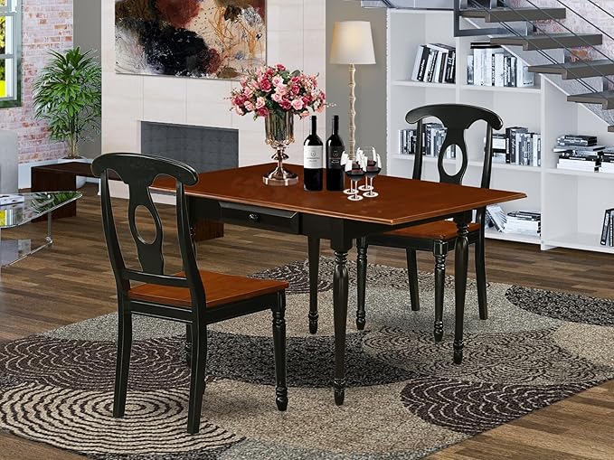 East West Furniture MZKE3-BCH-W 3 Piece Modern Dining Table Set Contains a - Image 2