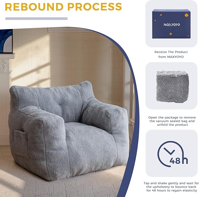 MAXYOYO Bean Bag Chair, Tufted Bean Bag Sofa - Image 8