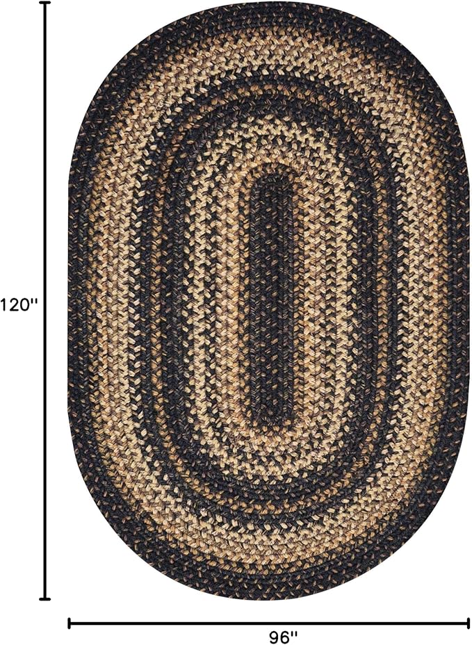 Homespice Kilimanjaro Jute Black 8x10' Braided Oval Area Rugs - Image 2