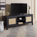 SAFAVIEH Evane TV Stand for up to 65" Flatscreen – Black & Natural, 2 Doors by SAFAVIEH