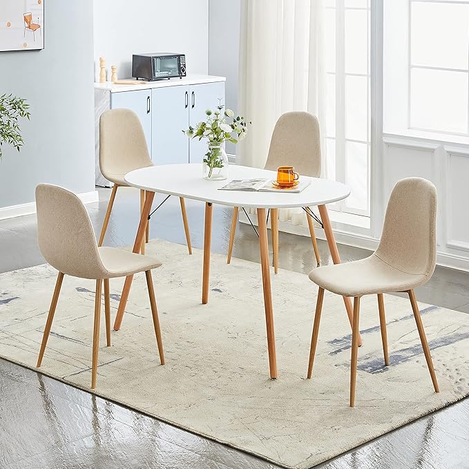 FurnitureR Dining Chairs Set of 4, Upholstered Fabric Armless Dining Room - Image 2