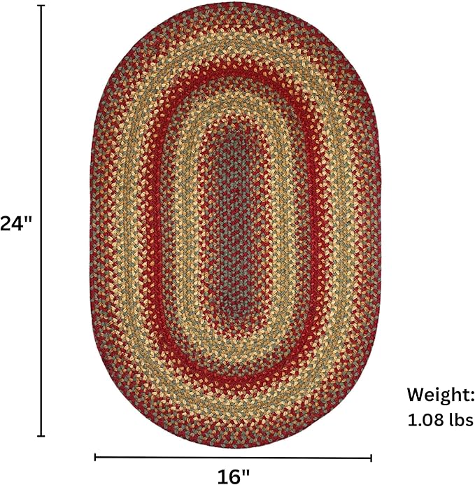 Homespice Cider Barn Cranberry Red Braided Oval Rugs, 16x24 - Image 2