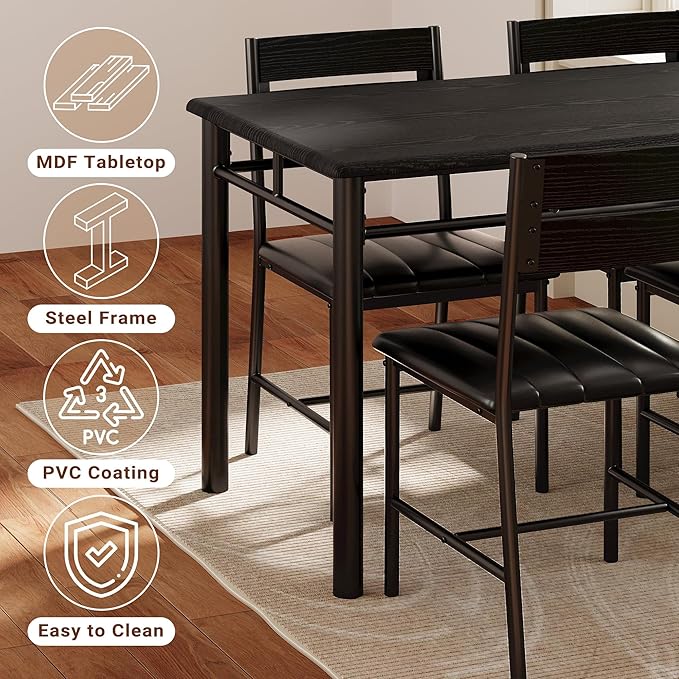 IRONCK Dining Table Set for 4, Wood Kitchen Table - Image 7