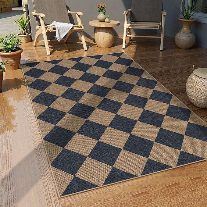 Lahome Checkered Easy Jute Entryway Rug, 3x5 Washable Area Rugs - Image 5
