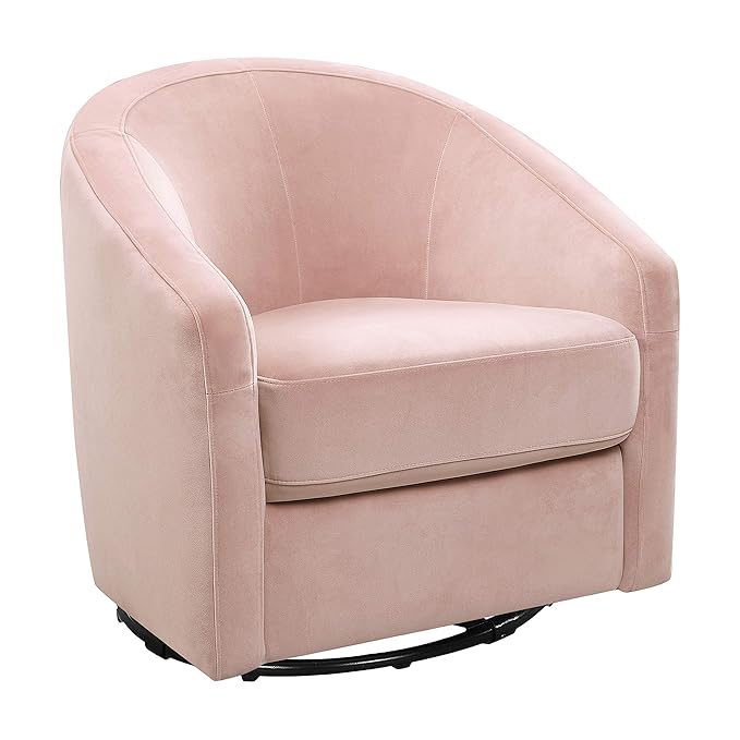 babyletto Madison Swivel Glider in Blush Pink Velvet by babyletto