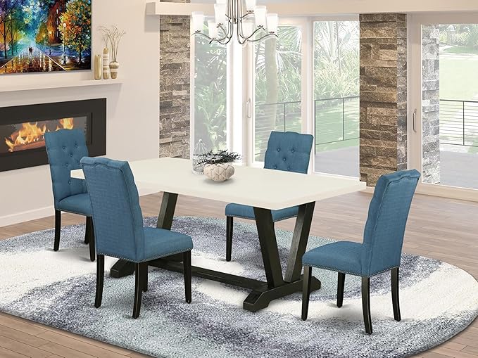 East West Furniture V627EL121-5 5 Piece Kitchen Table Set - Image 2