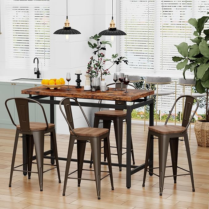 Changjie Furniture 24 Inches Metal Barstools Set of 4 Counter Height Bar Stools - Image 7