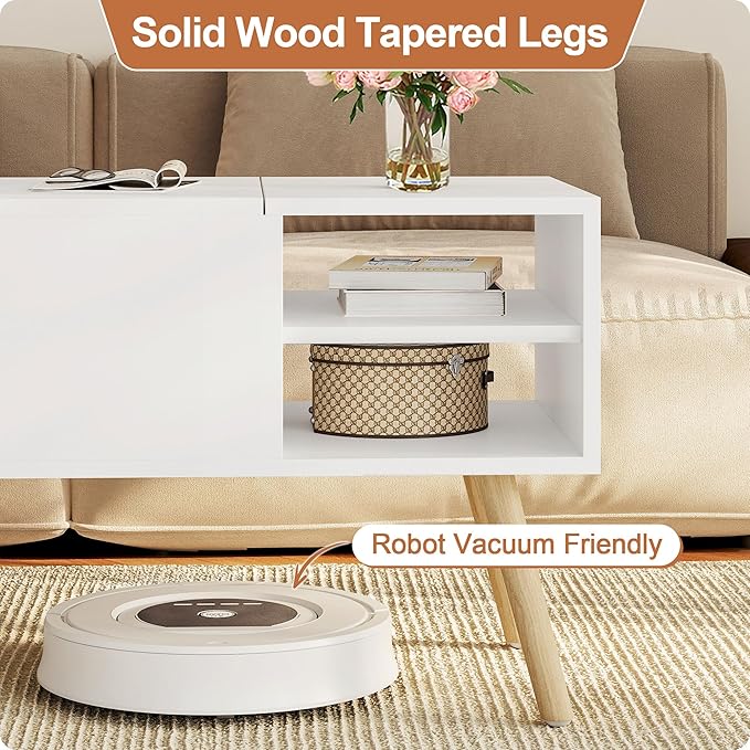 ALINE FURNITURE White Coffee Table Lift Top - Image 5