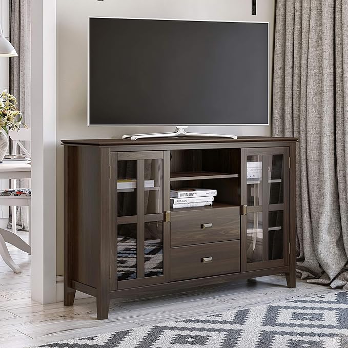 SIMPLIHOME Artisan SOLID WOOD 53 inch Wide Transitional TV Media Stand in - Image 2