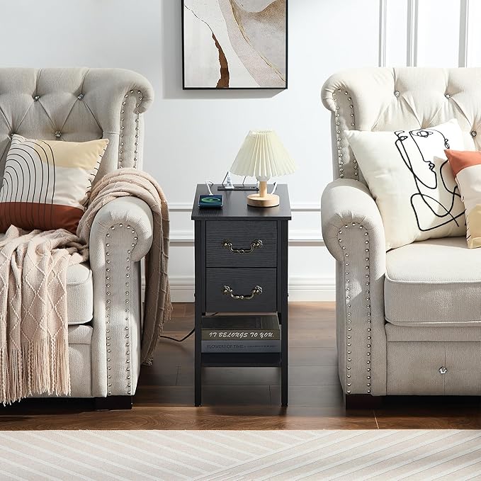 VECELO End Tables, Narrow Nightstands - Image 4
