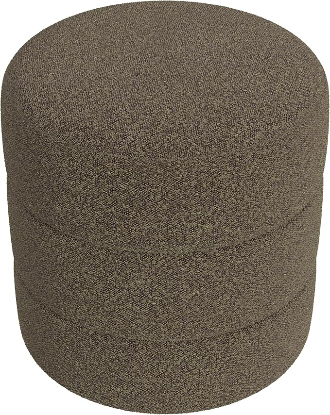 HomePop Upholstered Round Ottoman Home Décor | Round Pouf Foot Rest – Dark - Image 6