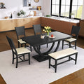 Ball & Cast Dining Table Set for 6, 6-Piece Kitchen Table Set W/ 1 Bench & 4 by BallCast