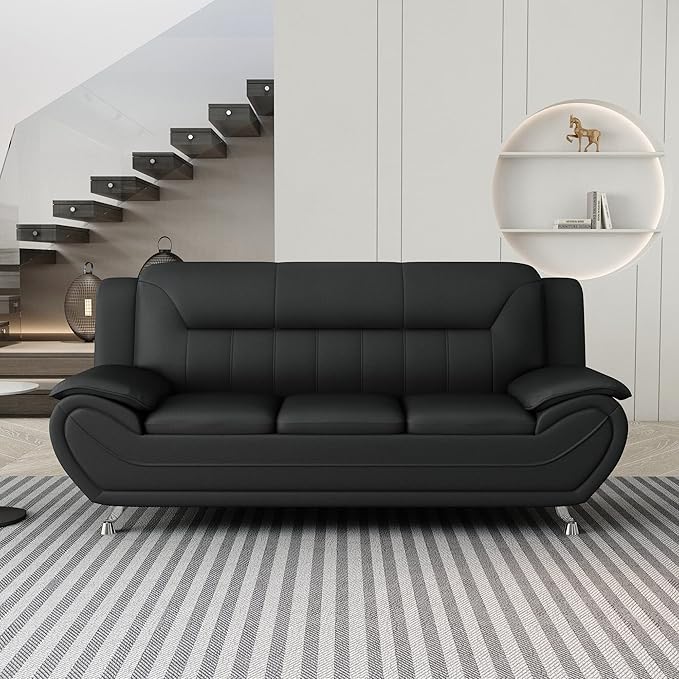 Container Furniture Direct Michael Modern Faux Leather Upholstered Stainless - Image 14