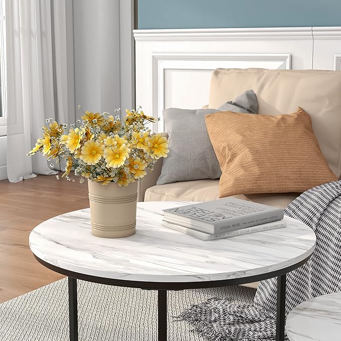 Nesting Round Coffee Table Set of 2 End Tables - Image 5
