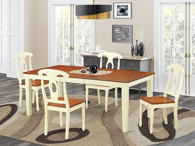 East West Furniture QUKE5-WHI-W 5 Piece Dining Room Furniture Set Includes a - Image 2