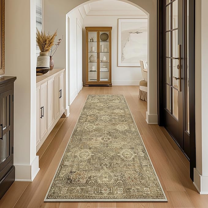 GENIMO 2X5 Hallway Runner Rug, Machine Washable Non Slip Vintage Floral - Image 3