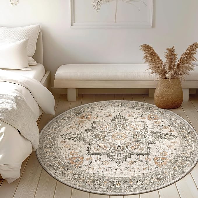 GENIMO 5FT Round Area Rugs for Living Room, Circle Rugs Machine Washable Low - Image 8