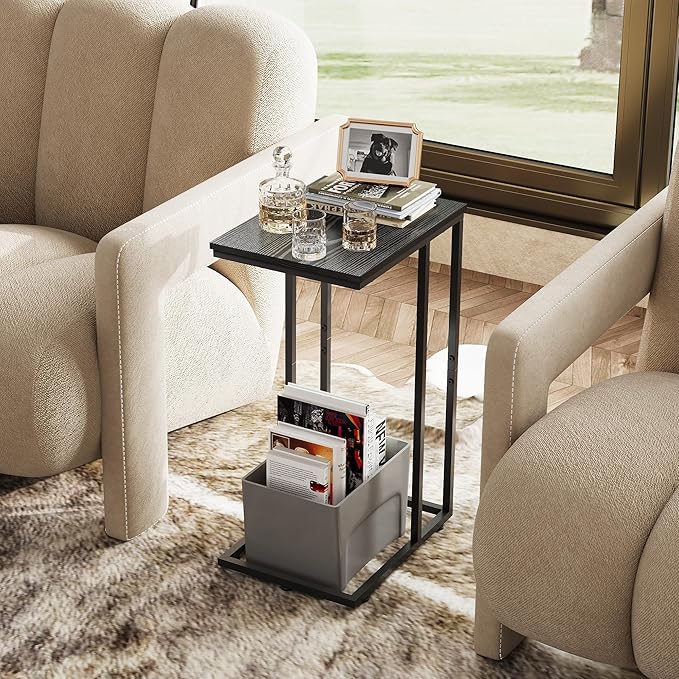 WLIVE Black Side Table, C Table End Table - Image 6