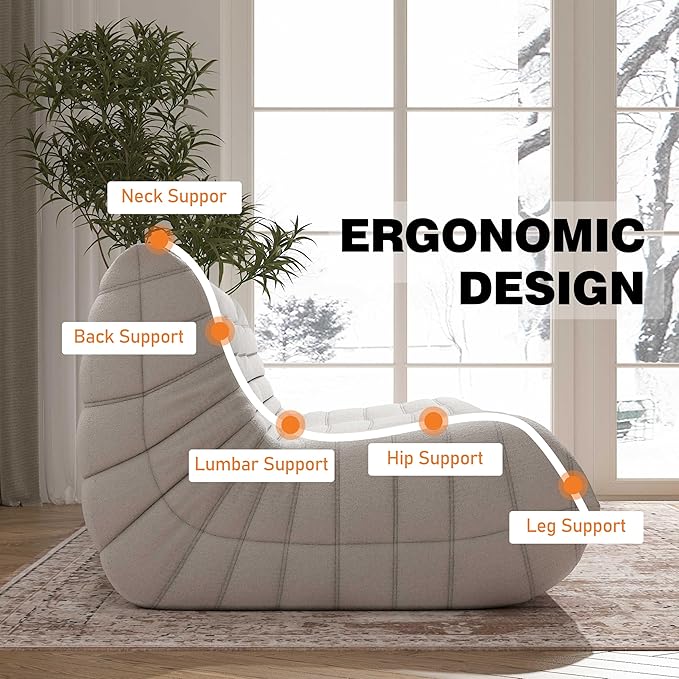 Big Bean Bag Chairs for Adults, 3 Seater Large Bean Bag Chair Sofa, Fireside - Image 5