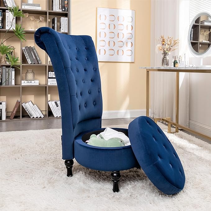 Container Furniture Direct Royal High-Back Velvet Accent Chair - Image 3
