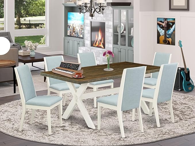 East West Furniture X077LA015-7 7 Piece Dining Room Table Set Consist of a - Image 2