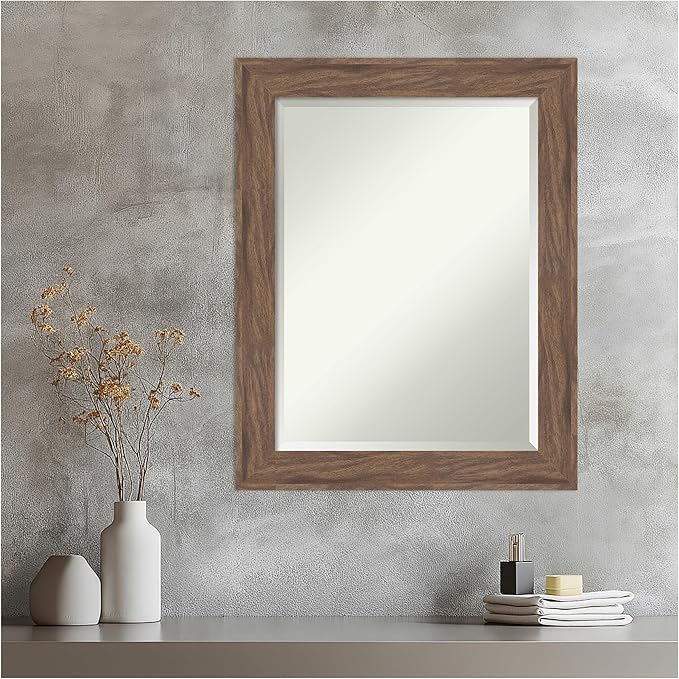 Amanti Art Brown Wall Mirror 29x23 Pia Medium Brown Rectangle Bathroom Mirror - Image 6