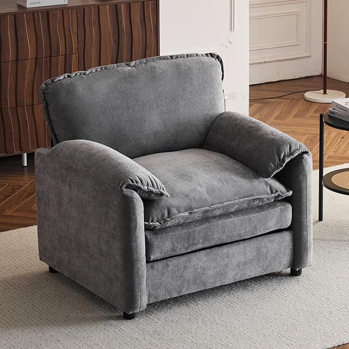 Ball & Cast 38" Oversized Chenille Lounge Chair, Reading Armchair by BallCast