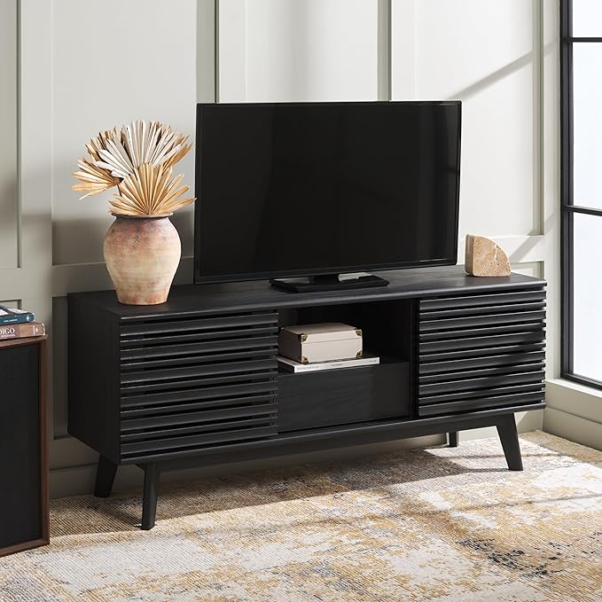 SAFAVIEH ESMA TV Stand for up to 60" Flatscreen – Black, Low Sideboard by SAFAVIEH