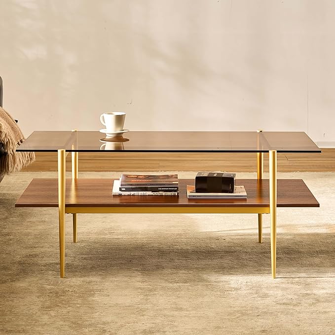 AGV LIGHTING Tadio Glass Coffee Table, Mid-Century Modern Coffee Table - Image 4