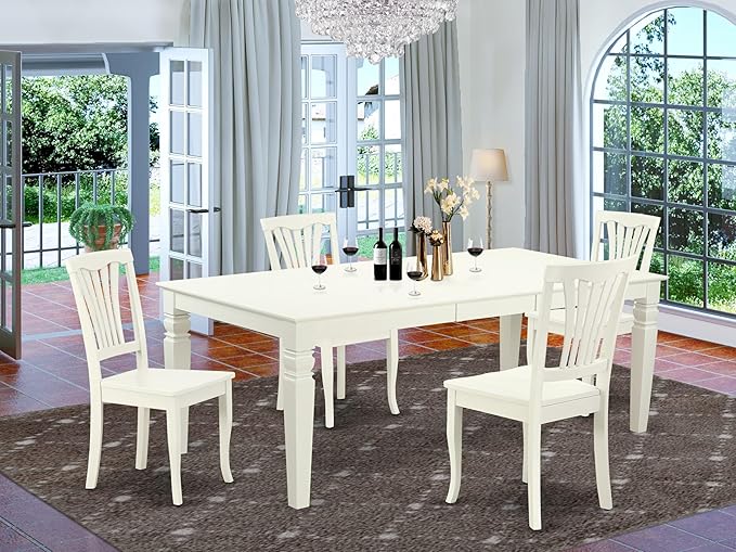 East West Furniture LGAV5-LWH-W 5 Piece Modern Dining Table Set Includes a - Image 2