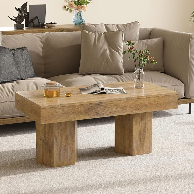 GiftGo Coffee Table Mid Century Modern Center Living Room Table Farmhouse - Image 4
