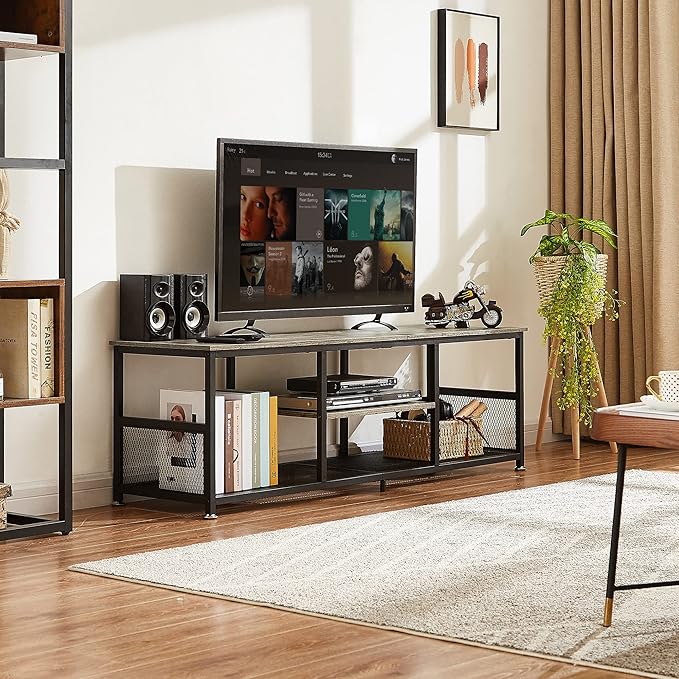VECELO Industrial TV Stand for Televisions up to 65 Inch, 3 Tiers Media Console - Image 2