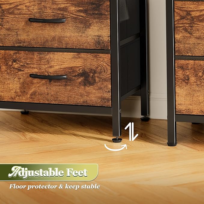 Huuger Night Stand with 2 Drawers, Bed Side Table with Open Shelf, Wooden Top - Image 9