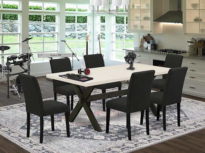 East West Furniture X627AB624-7 7 Piece Dining Room Furniture Set Consist of a - Image 2