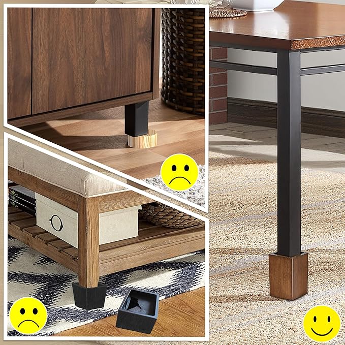 Sopicoz Wood Bed Risers Set of 4, Square Furniture Risers, 4 inch Couch Risers - Image 6