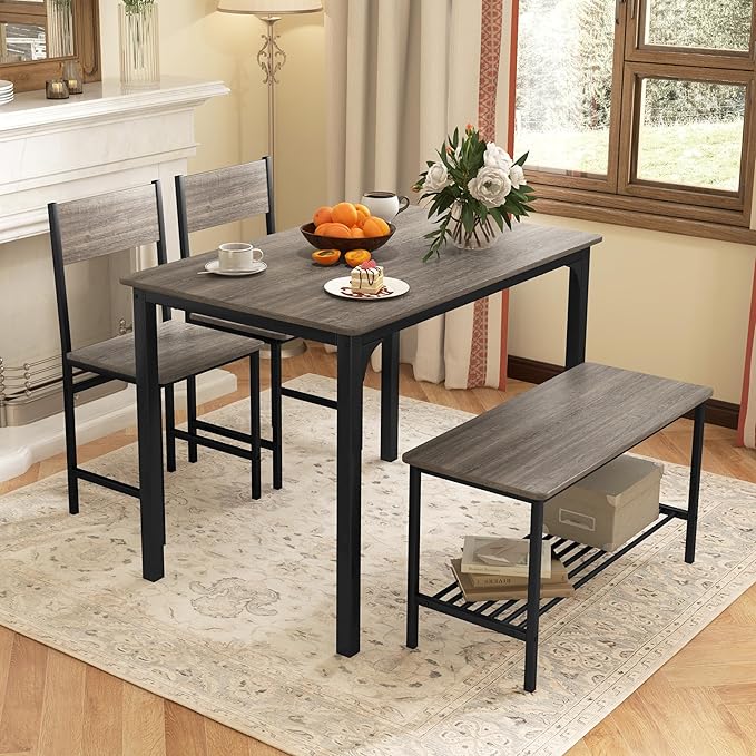 Tangkula Dining Table Set for 4, Kitchen Table and 2 Chairs for 4 - Image 2