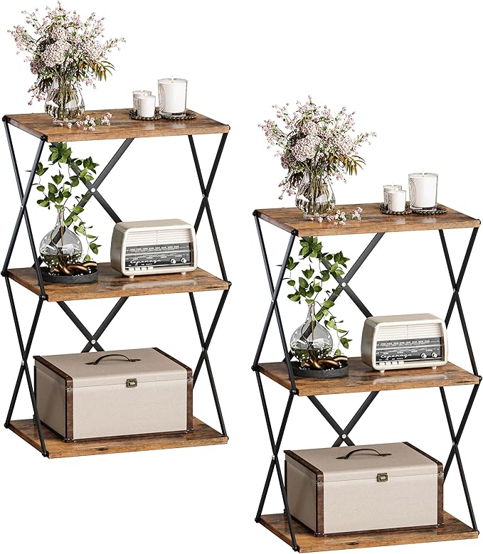 3-Tier End Table Set of 2 Small Side Table Tall Bedside Night Stand by IRCPEN