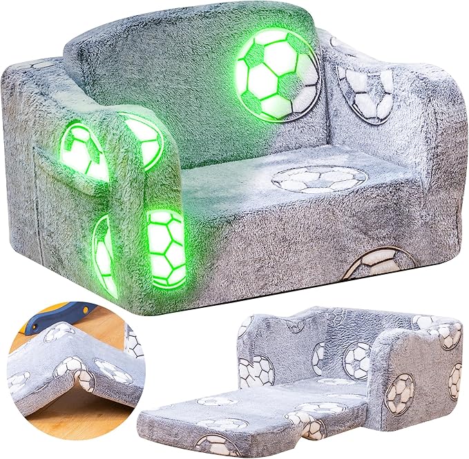 Lamerge 2-in-1 Toddler Couch, Glow in The Dark Baby Floor Bed, Foldable Toddler by LAMERGE-GROWWITHLOVE