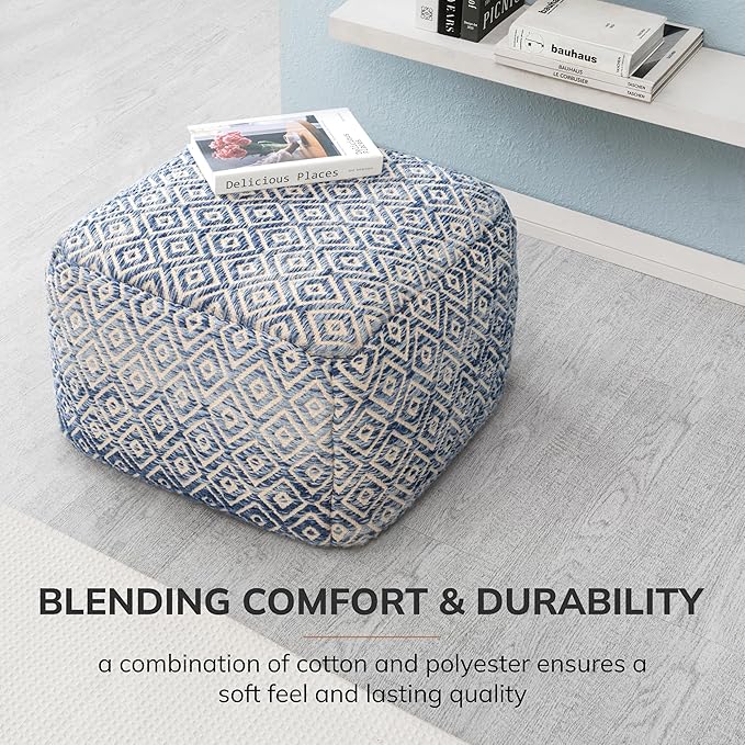 Anji Mountain 22"x22"x16" Handmade & Handcrafted Ottoman Pouf Comfortable Pouf - Image 5